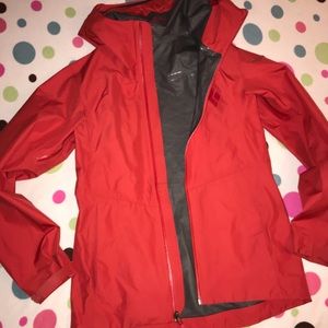 Red thin lightweight rain coat shell